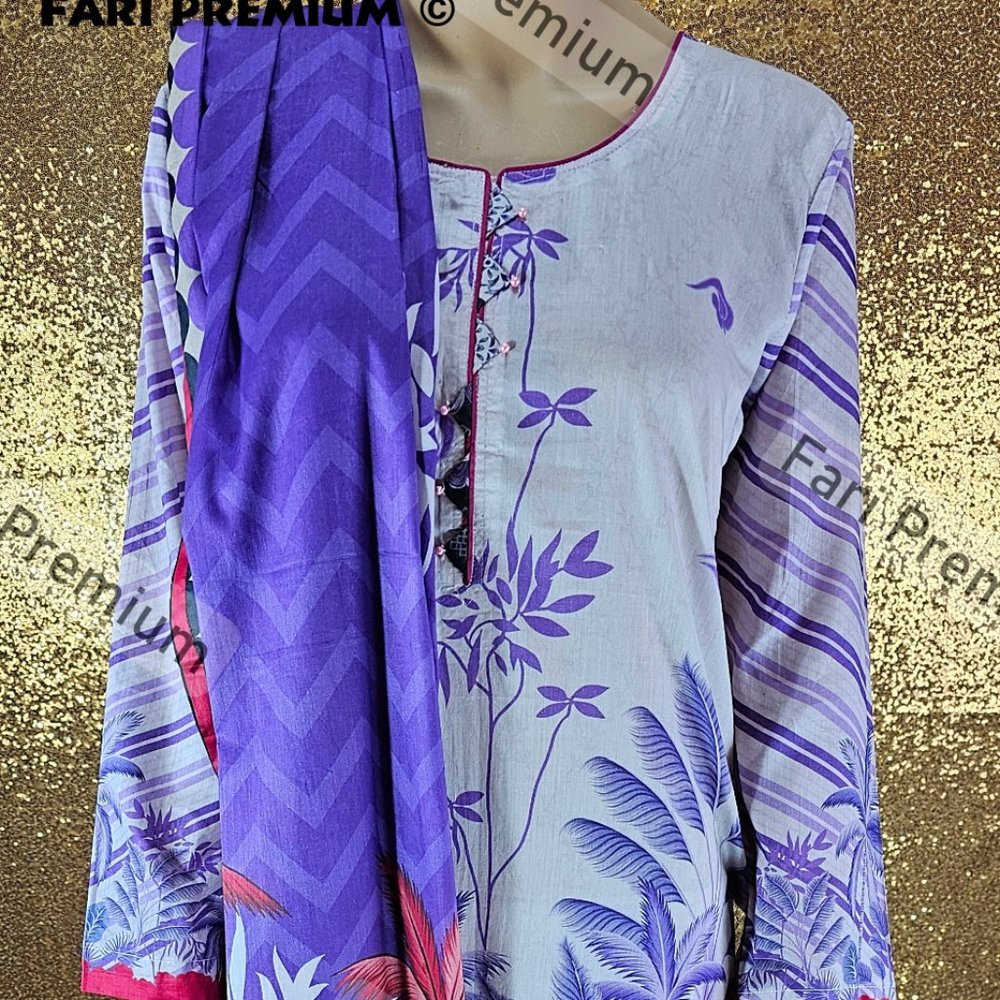Asim Jofa 3PC Printed Lawn Cambric Cotton Shalwar Kameez Pakistani/Indian S/35